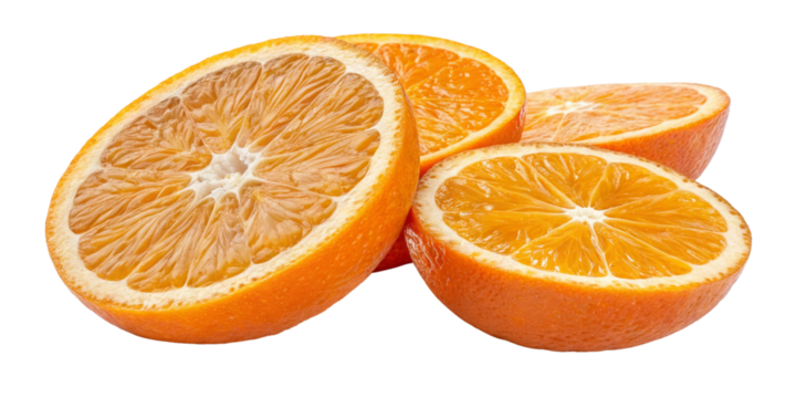 Three Orange Halves, Isolated on Transparent Background, Citrus Fruit, Healthy Food, Vitamin C, oranges, fruit, slices