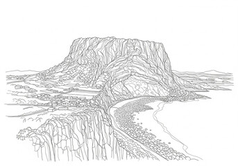 Yongduam Rock in Jeju one line drawing