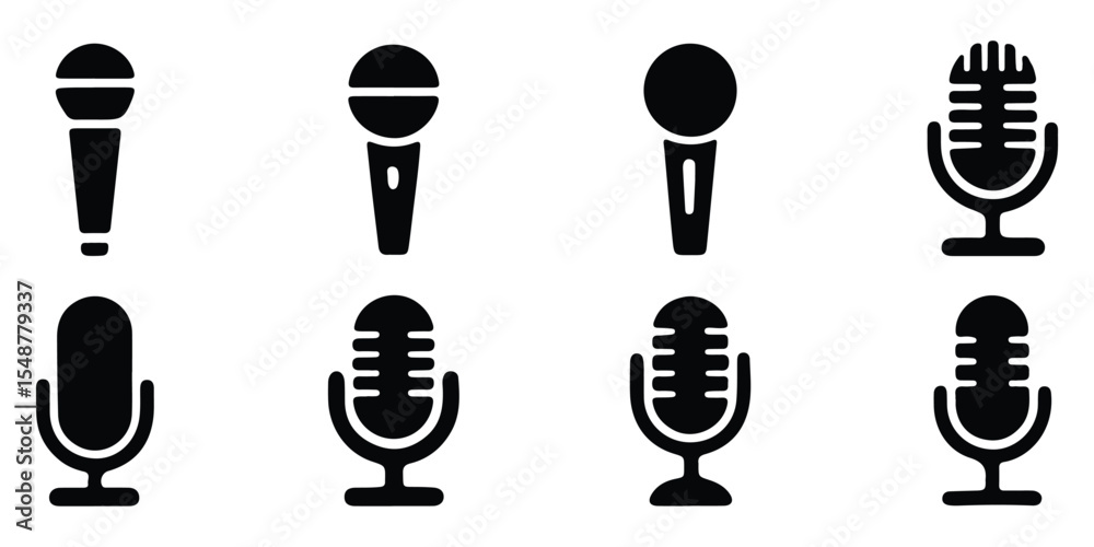 Poster radio mic icon on white background. simple element illustration from hardware concept. editable stro