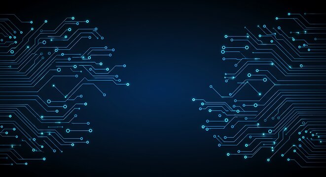 Abstract Technology Background Futuristic Circuit Board Design, Digital Network, Connectivity, High-Tech Innovation