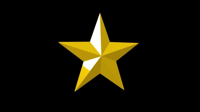 rotating gold start with transparency, animated star with alpha, animated 3d star on transparent background