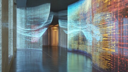 Futuristic Data Hallway: Immersive Digital Experience and Technology Integration