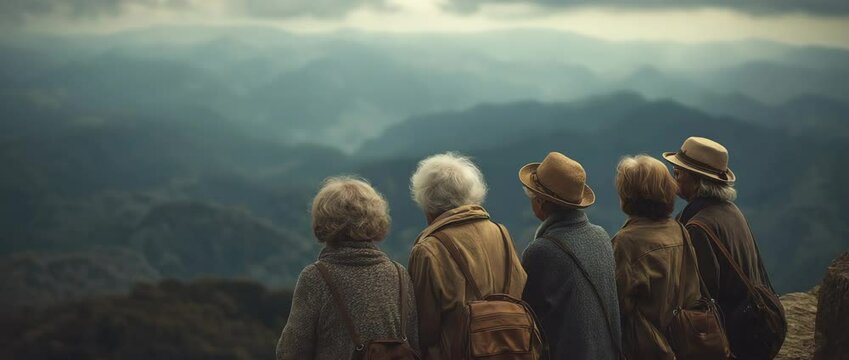 Older women got together for a beautiful outdoor excursion.