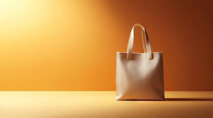 Cream tote bag on orange backdrop