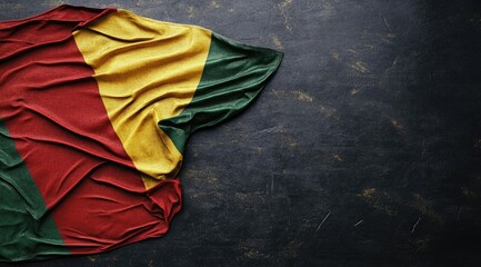 Benin flag draped, dark backdrop