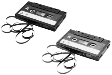 Retro vintage Cassette halftone on transparent PNG. Ideal for overlays, posters, and designs. High-res, AI-based with human edited effects. Old vintage Cassette in trendy dotted pop art style.