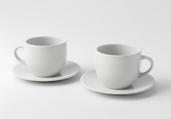 Fototapeta premium Two white ceramic cups and saucers 