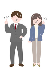 閃いたスーツの男性とジャケットの女性