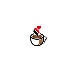 Love coffee logo icon flat vector design