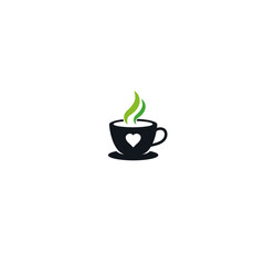 Love coffee logo icon flat vector design