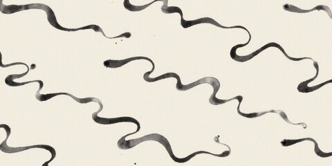 Obraz premium Abstract wavy watercolor patterns on cream background - horizontal orientation