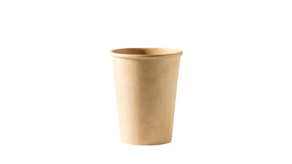 Eco-friendly paper cup for drinks on a white backdrop, made from recycled materials, naturally decomposable, promoting environmental protection on a white background.