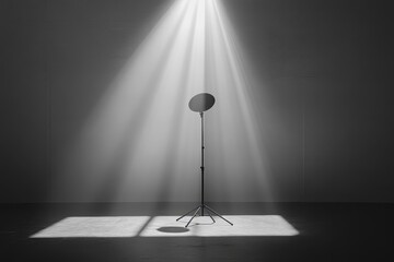 Studio Setup. Professional Equipment for Photography Studio with Spotlight and Flash on White Background