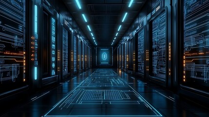 Futuristic server room hallway (3)