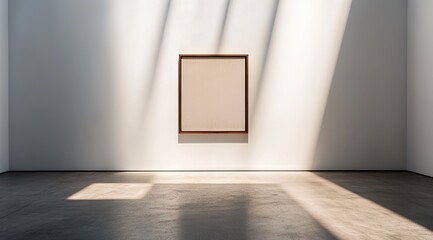 Empty gallery wall with framed canvas