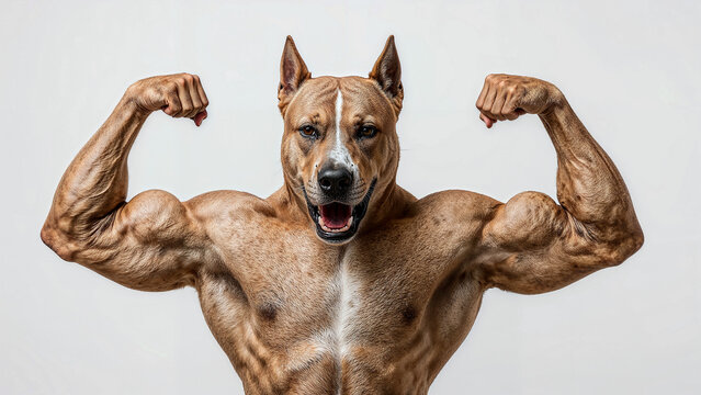 Energetic dog displaying strength and readiness to defend
