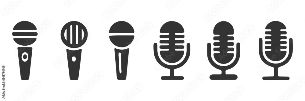 Poster radio mic icon on white background. simple element illustration from hardware concept. editable stro