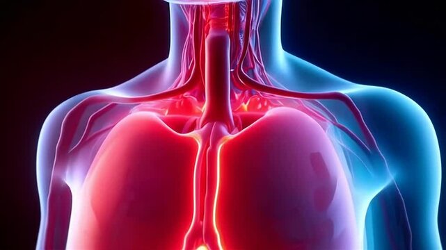 Human Respiratory System Anatomy Illustration for Science Education and Healthcare