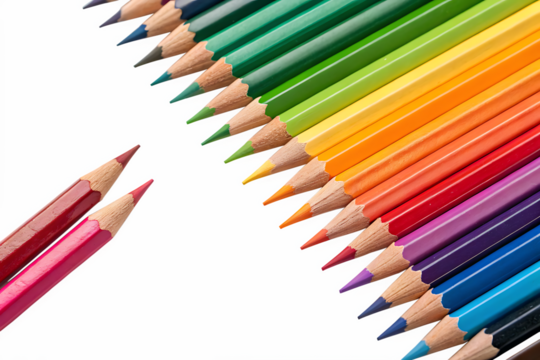  color-pencils-isolated on white background png,ai generated