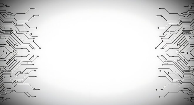 Abstract design featuring a circuit board pattern framing a blank white space.