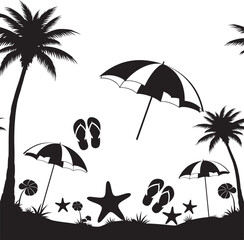 vector illustration of a summer tropical beach