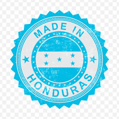 Naklejka premium Vector illustration of round red stamp. Made in Honduras on transparent background.
