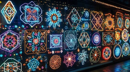 Obraz premium Colorful illuminated patterns on a wall