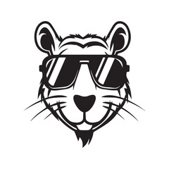 Cool Cartoon Beaver Face Wearing Sunglasses Silhouette Vector