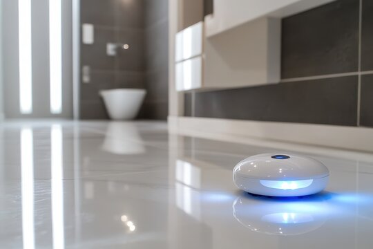 Water Sensor. Anti-Flooding Detector with Waterproof Design in Bathroom Setting