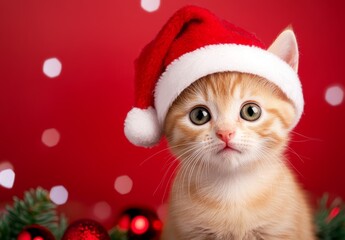 Adorable Orange Kitten In Holiday Attire