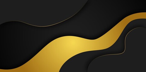 luxury black and gold wave shape for banner background