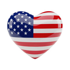 A vibrant 3d rendered heart adorned with the american flag, symbolizing patriotism, national pride, and love for the united states.
