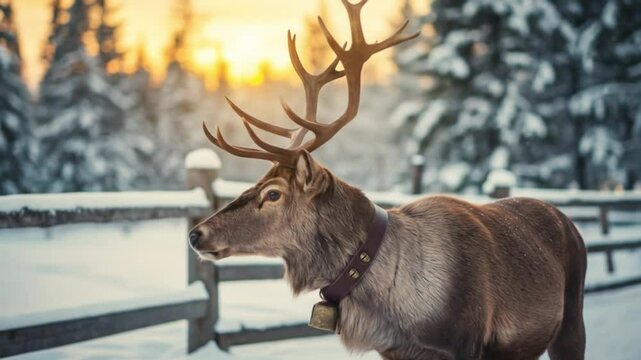 Reindeer amidst snowy winter landscape