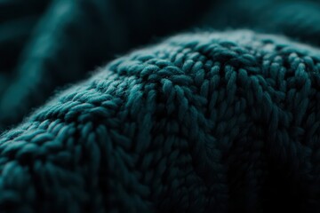 Close-up of textured teal knit fabric