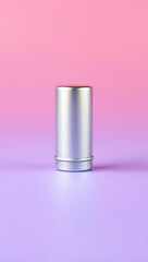 Silver Metallic Cylinder on Pink Purple Gradient Background