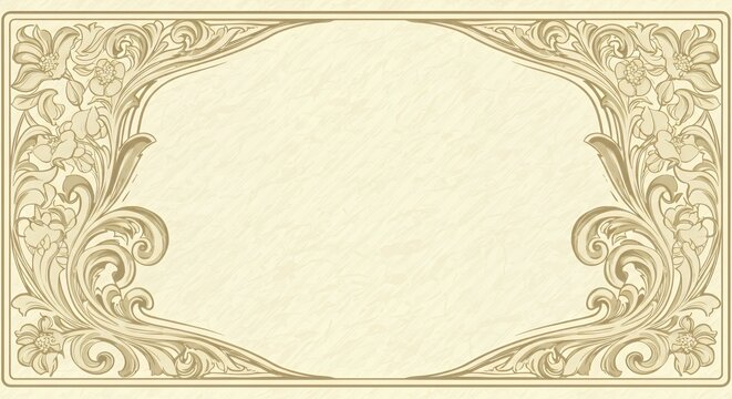 Elegant Ornate Floral Frame with Beige Background for Vintage Design