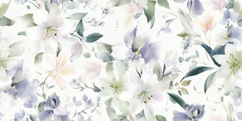 Serene Floral Watercolor Seamless Pattern Gentle Bloom Print for Textile Wallpaper Design