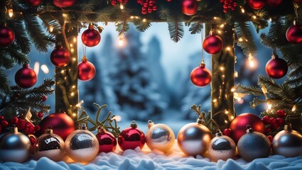Frame Christmas scene, Photorealistic, professional photography, sharp focus, studio lighting, centered composition, natural color palette, authentic tones, macro detail, extreme close-up, pristine qu