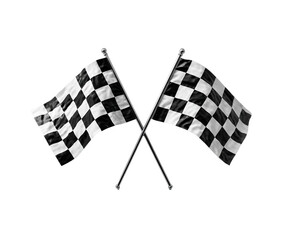 Fototapeta premium Crossed Checkered Racing Flags on Transparent Background, PNG