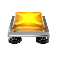 Yellow warning button with metallic base in a modern design  