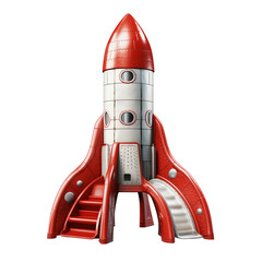 Red playground rocket slide structure for children outdoor play  
