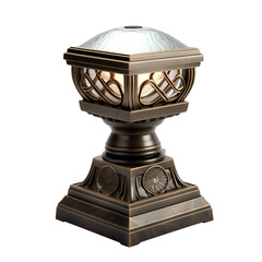 Decorative outdoor lamp with bronze finish and glass dome design  