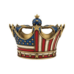 A majestic crown featuring the iconic red, white, and blue colors of the american flag with stars and stripes, symbolizing patriotism and leadership. Ideal for national holidays or themed designs.