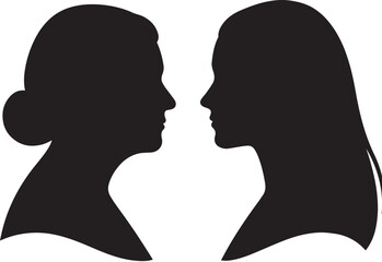 Female silhouettes facing each other profile 
