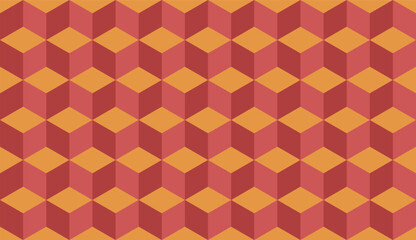 3d cube seamless isometric pattern background geometric texture. Dark Orange, Brown and Cream 3d cube backdrop squares.