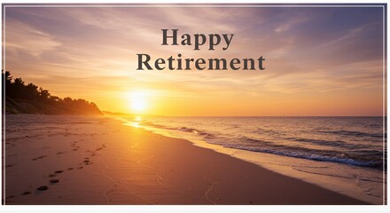 Golden Sunset Beach Retirement Wishes: Serene Coastal Retirement Card
