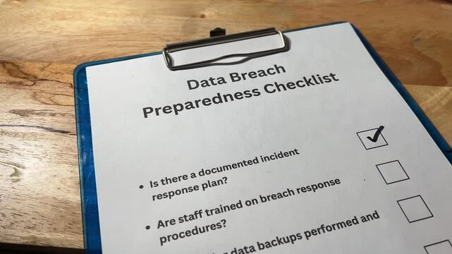 Man Reviewing Data Breach Checklist &mdash; Cybersecurity Compliance Footage
