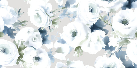 Abstract Watercolor Roses Seamless Pattern Artistic Floral Vector Print for Textile Decor for design, textile, packaging, fabric wallpaper branding, stationery wrapping paper interior decor