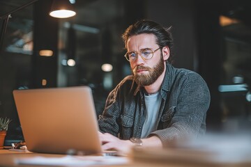 Man Designing Website on Laptop Remotely