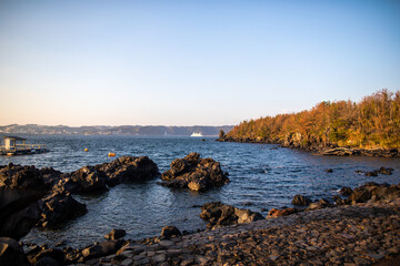 Seaside hiking trail at Sakurajima in Kagoshima Prefecture, Japan